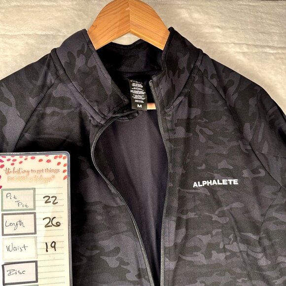 Alphalete Premium Full Zip Jacket Men’s M Black Camo Stretch Track Top - Picture 8 of 13